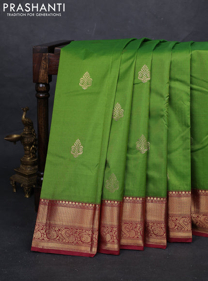 Green & Maroon Bangalori Silk - Buttas