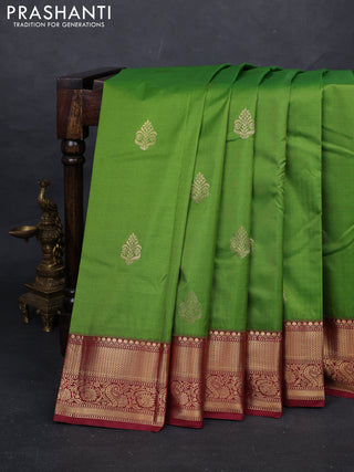 Green & Maroon Bangalori Silk - Buttas