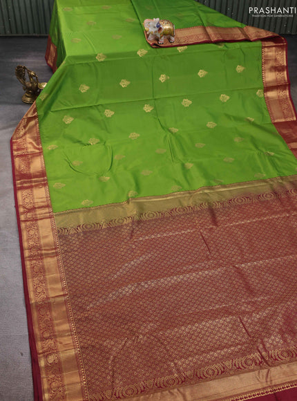 Green & Maroon Bangalori Silk - Buttas