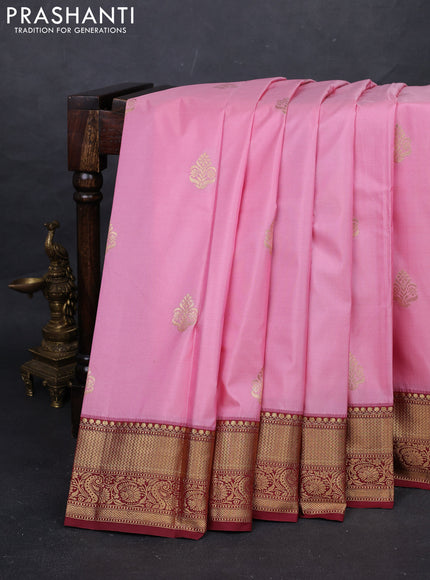 Pink & Maroon Bangalori Silk - Buttas