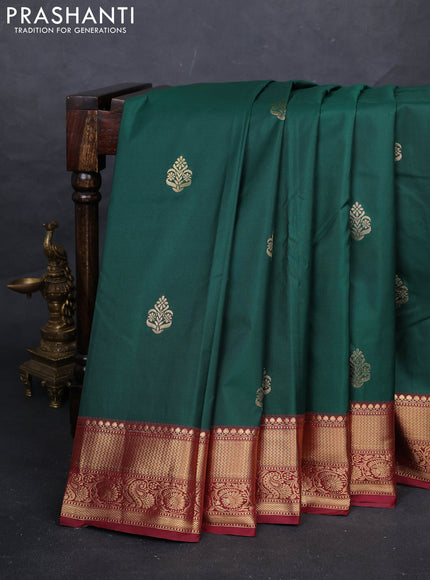 Green & Maroon Bangalori Silk - Buttas