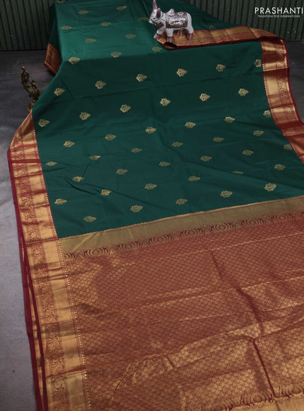Green & Maroon Bangalori Silk - Buttas