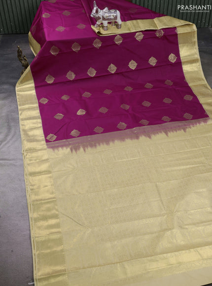Magenta Pink & Beige Bangalori Silk - Buttas