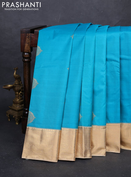 Cs Blue & Beige Bangalori Silk - Buttas