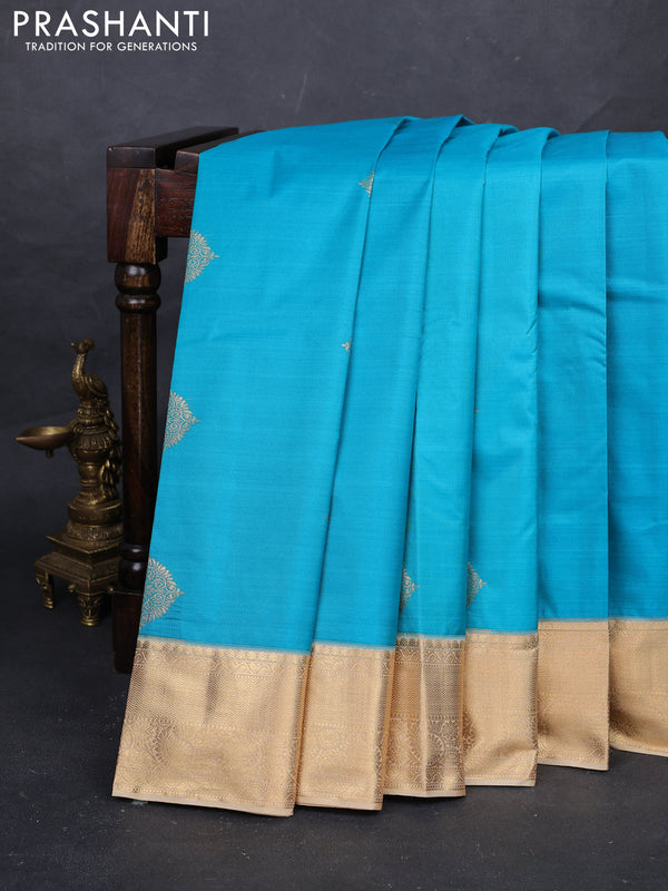 Cs Blue & Beige Bangalori Silk - Buttas