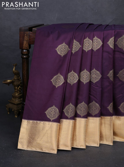 Purple & Beige Bangalori Silk - Buttas