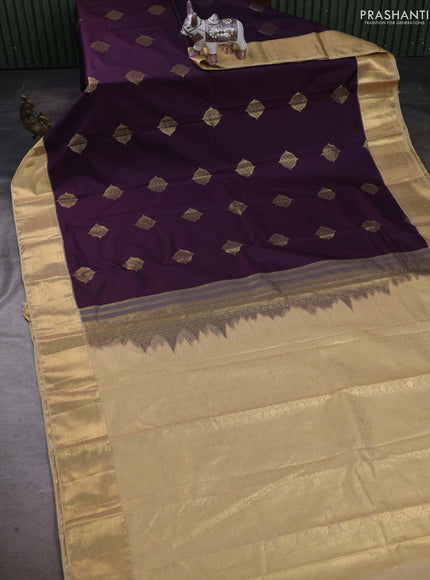 Purple & Beige Bangalori Silk - Buttas