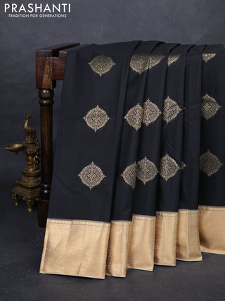 Black & Beige Bangalori Silk - Buttas