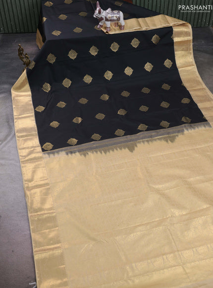 Black & Beige Bangalori Silk - Buttas