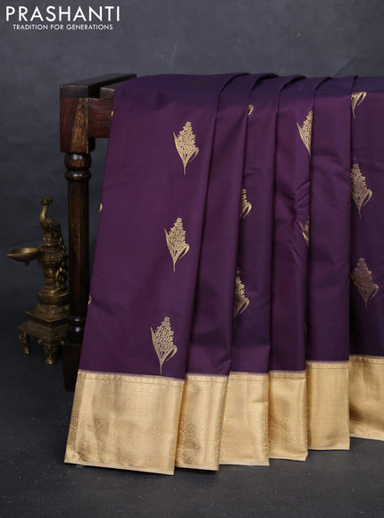 Purple & Beige Bangalori Silk - Buttas