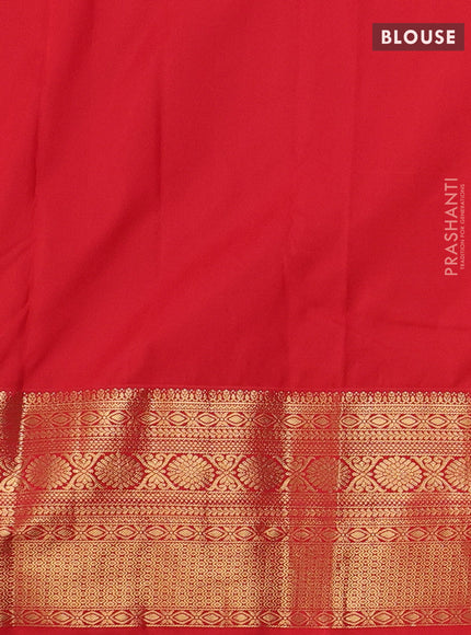 Bottle Green & Red Bangalori Silk - Buttas