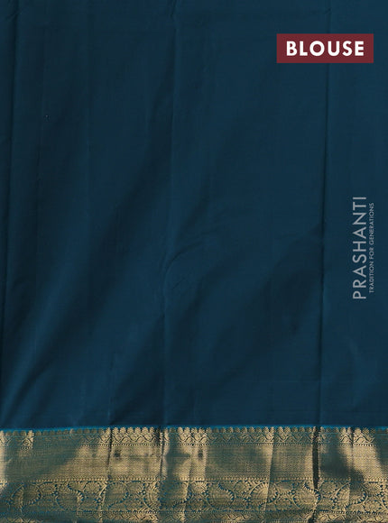 Peach & Bottle Green Bangalori Silk - Buttas