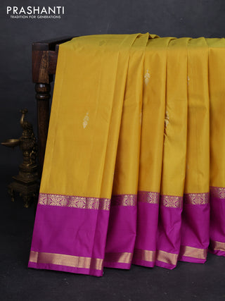 Yellow & Magenta Pink Bangalori Silk - Buttas