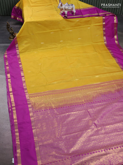 Yellow & Magenta Pink Bangalori Silk - Buttas