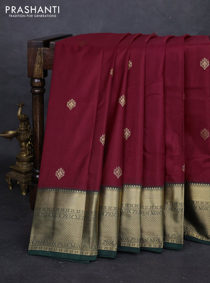 Maroon & Bottle Green Bangalori Silk - Buttas