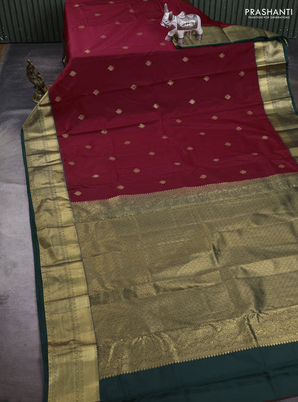 Maroon & Bottle Green Bangalori Silk - Buttas