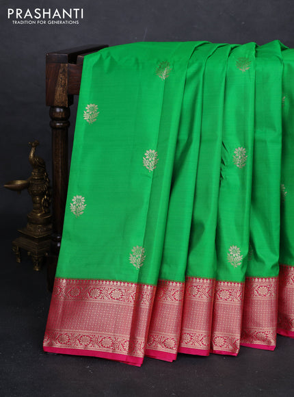 Green & Pink Bangalori Silk - Buttas