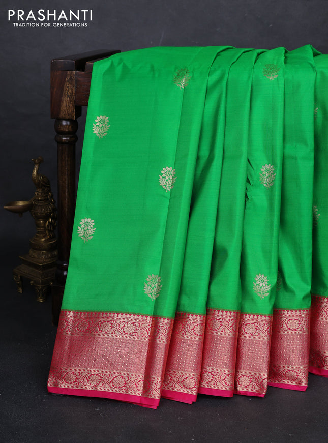 Green & Pink Bangalori Silk - Buttas