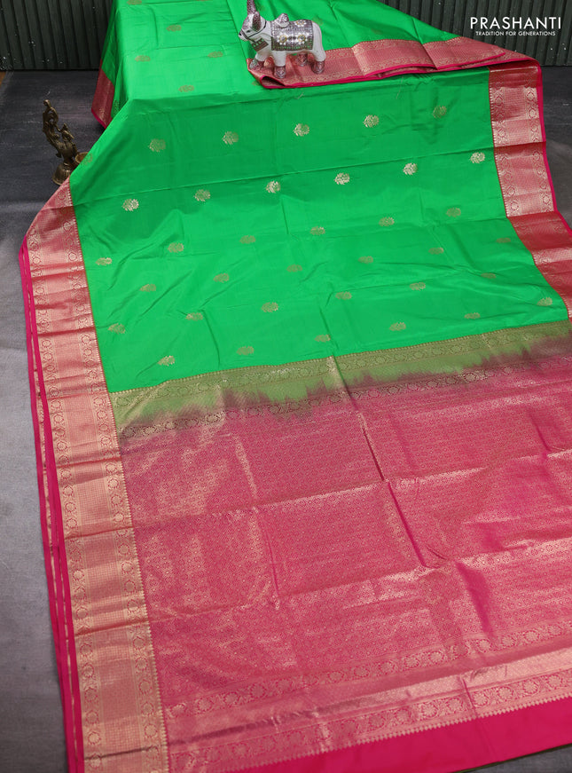 Green & Pink Bangalori Silk - Buttas