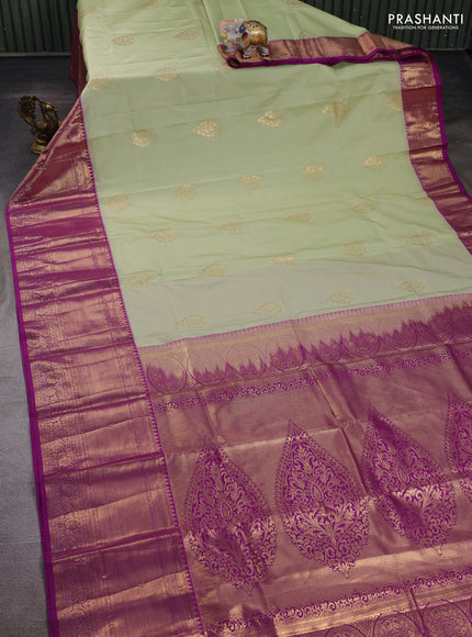Pista Green & Purple Bangalori Silk - Buttas