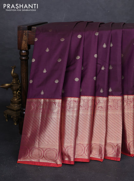 Wine & Red Bangalori Silk - Buttas