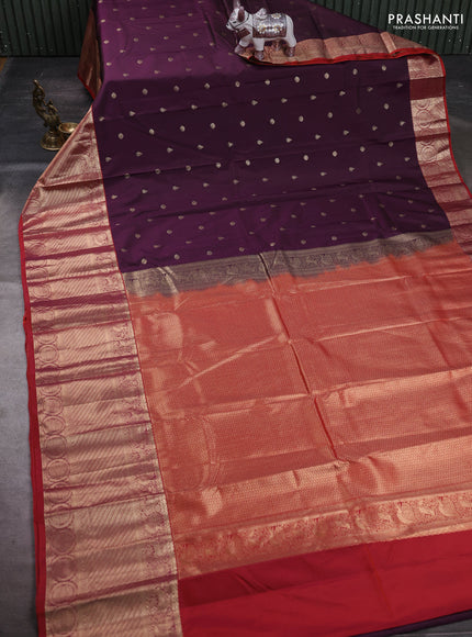 Wine & Red Bangalori Silk - Buttas