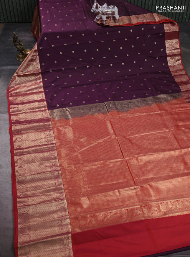 Wine & Red Bangalori Silk - Buttas