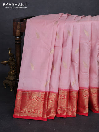 Peach Pink & Red Bangalori Silk - Buttas