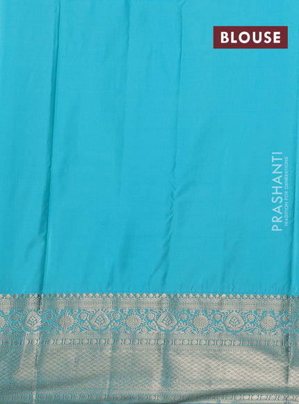 Bottle Green & Teal Blue Bangalori Silk - Buttas