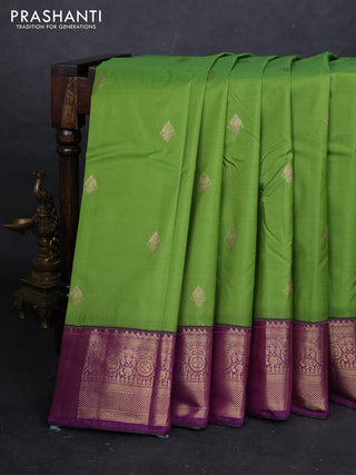 Green & Purple Bangalori Silk - Buttas