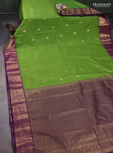Green & Purple Bangalori Silk - Buttas