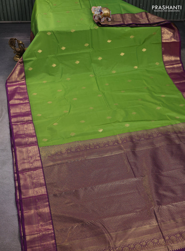 Green & Purple Bangalori Silk - Buttas