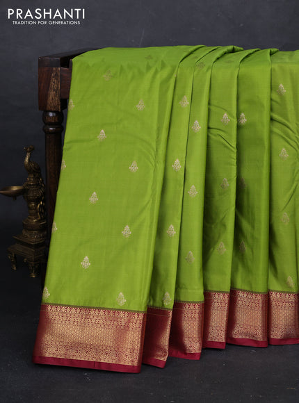 Green & Maroon Bangalori Silk - Buttas