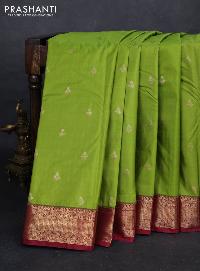 Green & Maroon Bangalori Silk - Buttas