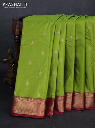 Green & Maroon Bangalori Silk - Buttas