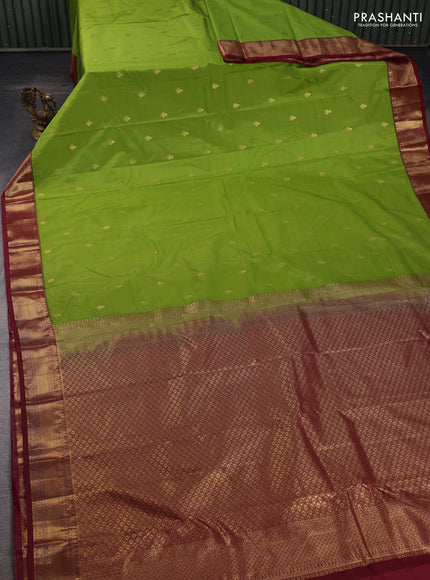 Green & Maroon Bangalori Silk - Buttas