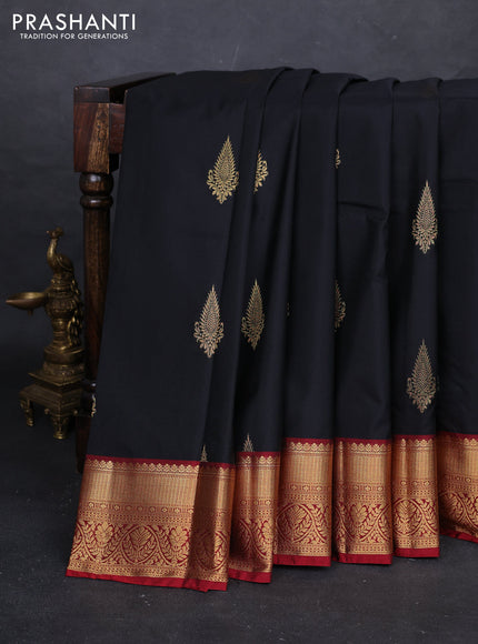 Black & Maroon Bangalori Silk - Buttas