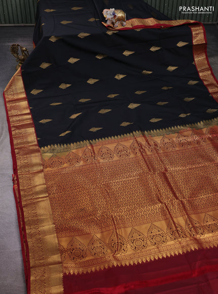Black & Maroon Bangalori Silk - Buttas