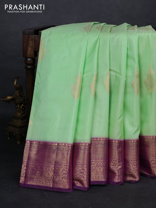 Pista Green & Purple Bangalori Silk - Buttas