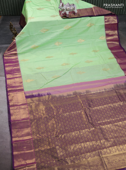 Pista Green & Purple Bangalori Silk - Buttas