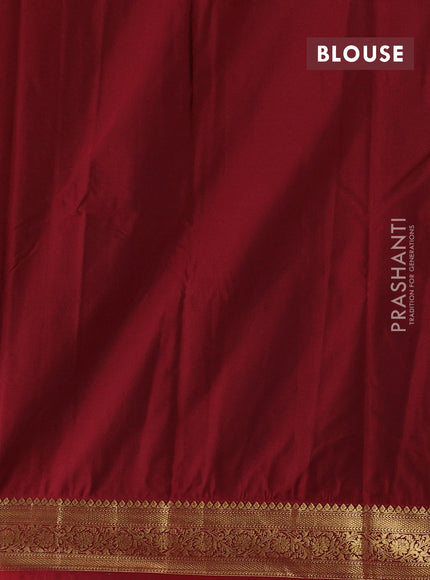 Olive Green & Red Bangalori Silk - Buttas