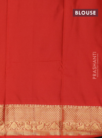 Bottle Green & Red Bangalori Silk - Buttas