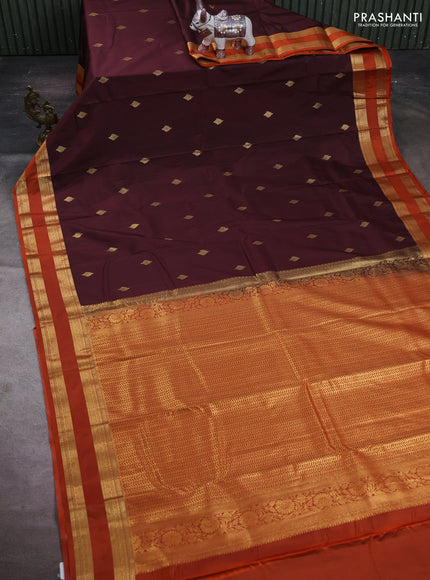 Coffee Brown & Rust Bangalori Silk - Buttas