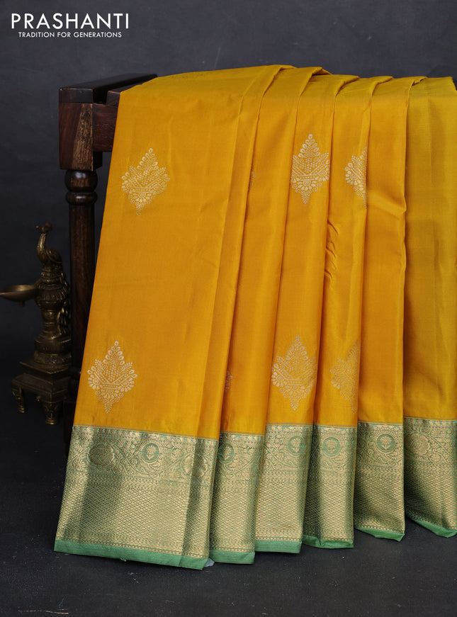 Yellow & Green Bangalori Silk - Buttas