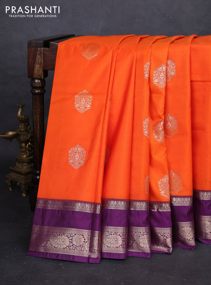 Orange & Purple Bangalori Silk - Buttas