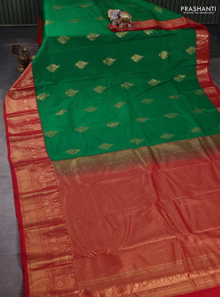 Green & Red Bangalori Silk - Buttas