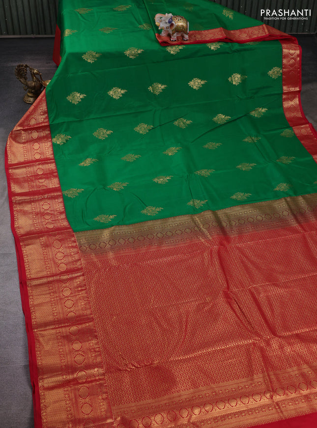 Green & Red Bangalori Silk - Buttas