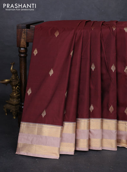 Maroon & Peach Bangalori Silk - Buttas