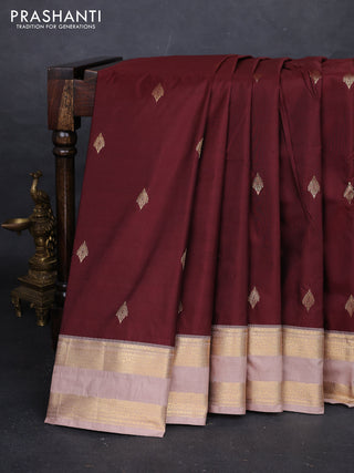 Maroon & Peach Bangalori Silk - Buttas