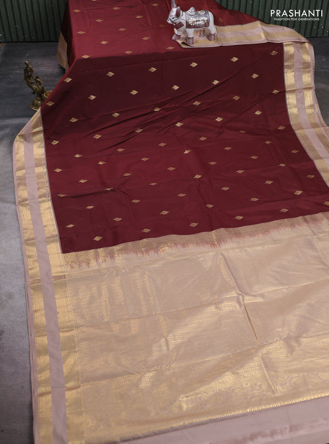 Maroon & Peach Bangalori Silk - Buttas